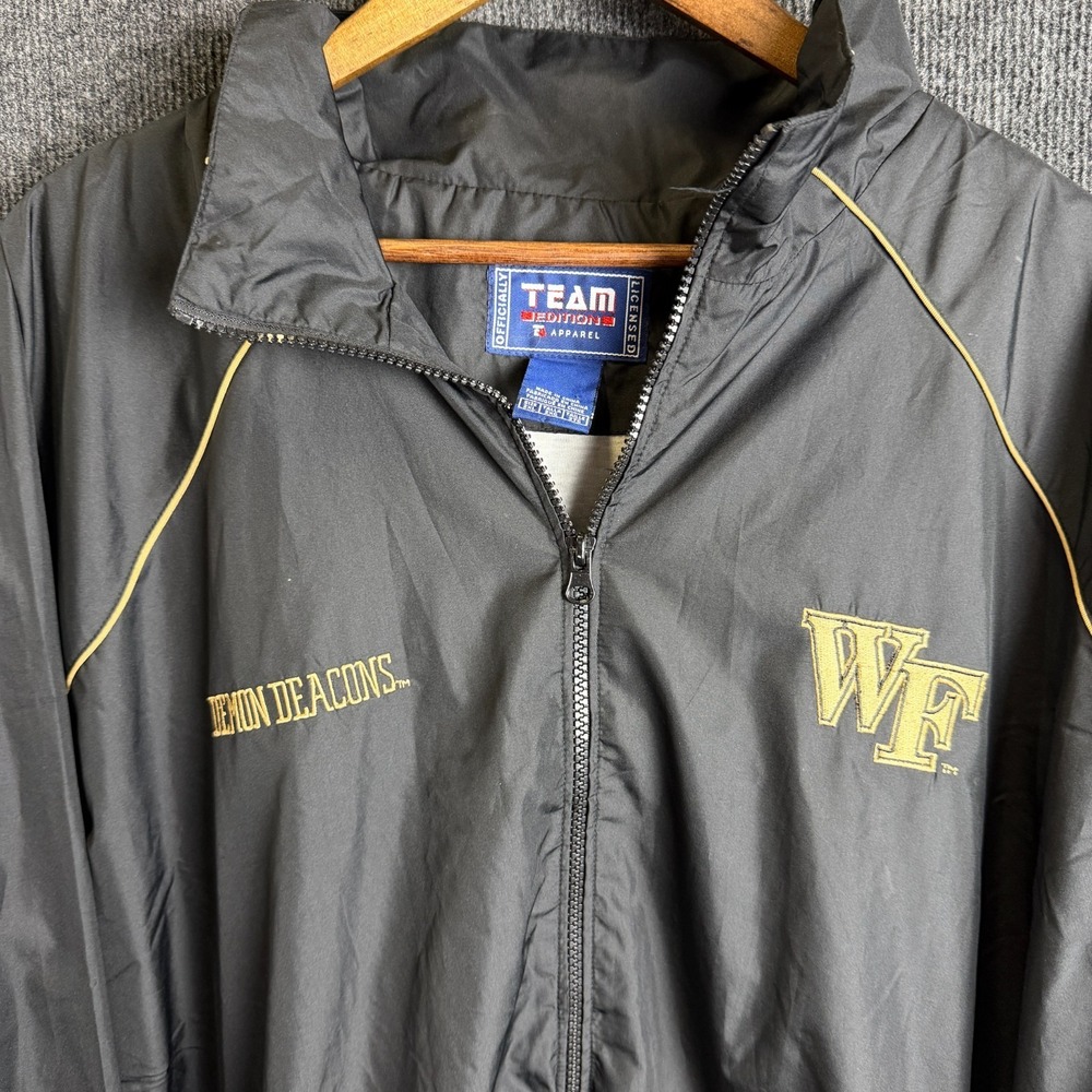 Team Edition Wake Forest Demon Deacons Jacket 2XL Black Gold Piping NCAA Full Zi